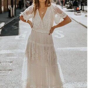 Boho gypsy lace midi dress